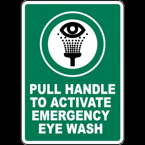 Pull Handle to Activate Eye Wash Sign