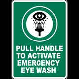 Pull Handle to Activate Eye Wash Sign